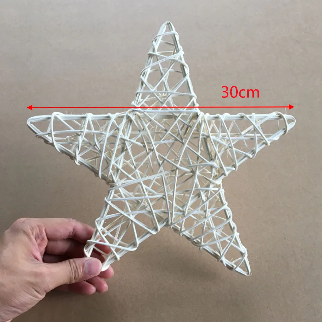 Star 30cm Белая звезда круглая форма венок из ротанга лоза цветок венок гирлянда на Рождество год Свадьба Вечеринка домашняя дверь DIY Украшение - Цвет: Star 30cm