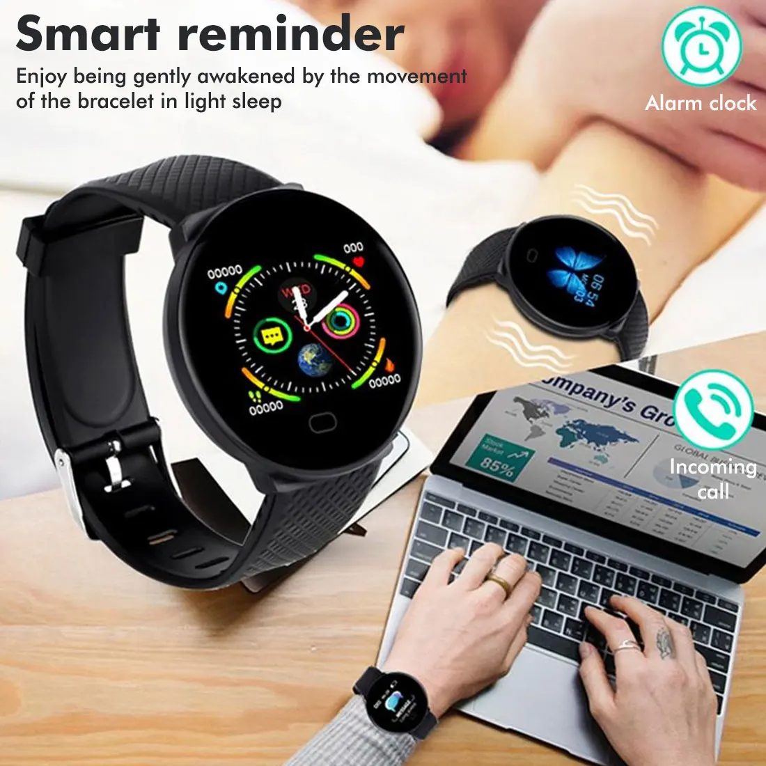 

2021 D19 Smart Watch Women's Heart Rate Blood Pressure Health SmartWatch Men's Bluetooth Watch Wristband Fitness Tracker