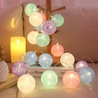 Гирлянда из хлопковых шариков, Светодиодная лента с бусинами, 20 светодиодов, для украшения детской спальни, свадьбы, сада, Хэллоуина, Рождества