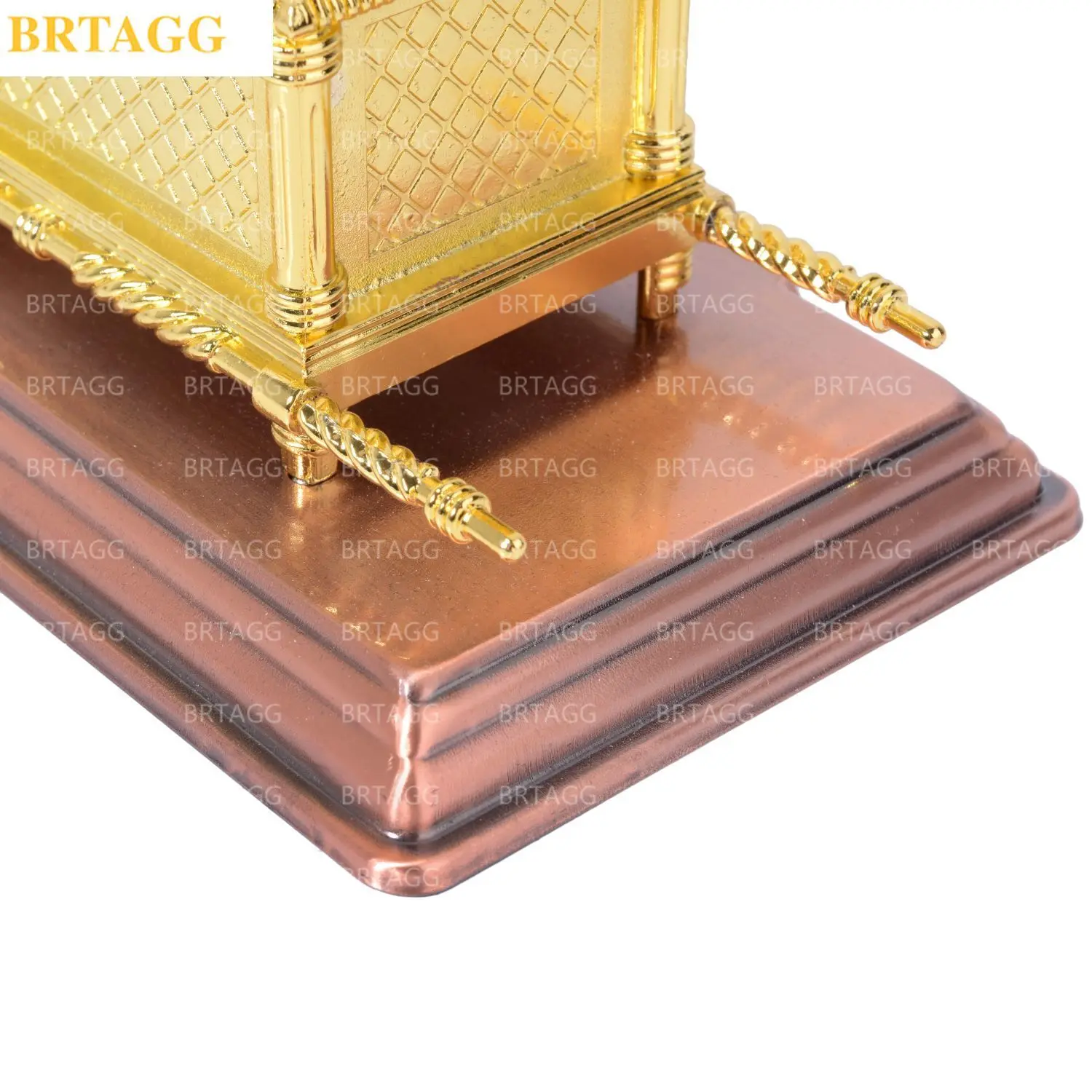 BRTAGG - Estatua del Arca de la Alianza chapada en Oro con Contenido de Arca - Vara de Aar&oacute;n / Vasija de man&aacute; / Piedra de Diez mandos-3