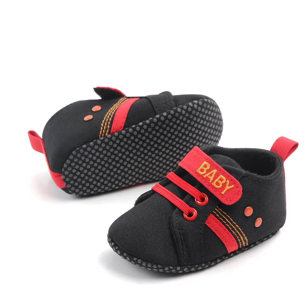 

Baby Shoes Cotton Sneakers Baby Boys Striped Solid Color Matching Casual Sport Shoe Bebes Velcro Soft Sole Infant Toddler Shoes