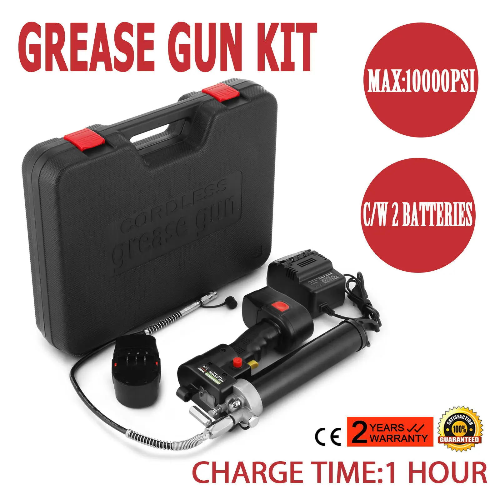 

18V Cordless Grease Gun 450G Cartridges 10000PSI Battery C/W