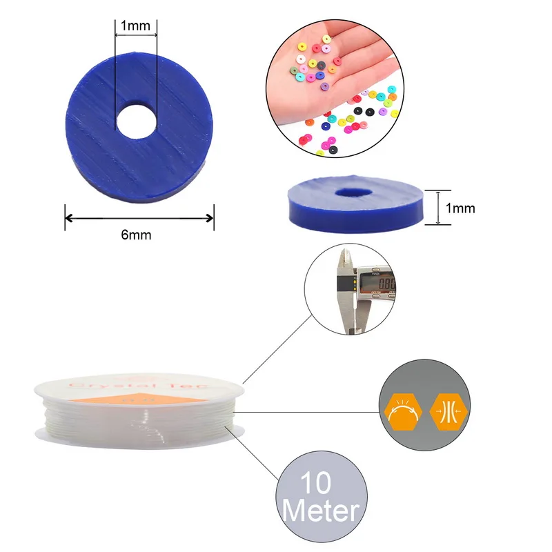 6 мм Плоская Круглая Полимерная глина для бусин кусочков изготовления браслетов