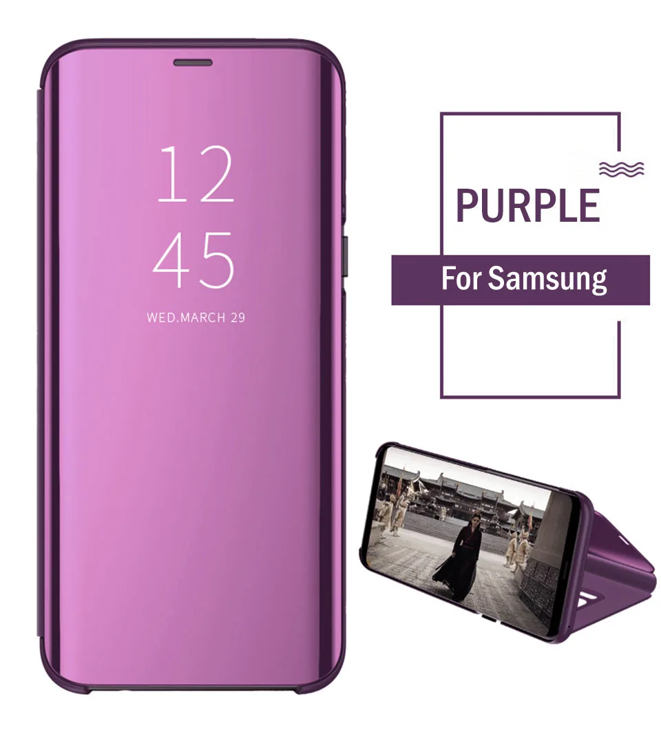 Чехол-книжка на подставке зеркальный чехол для samsung Galaxy S8 S9 S10 S7 край A7 A6 A8 A9 J8 J4 J6 плюс A5 A3 A30 A20 A10 M10 M20 сумка
