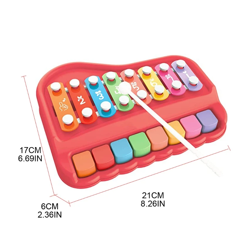 

2 in 1 Baby Piano Xylophone with 8 Multicolored Keyboard Preschool Educational Musical Learning Instrument Toys Gift