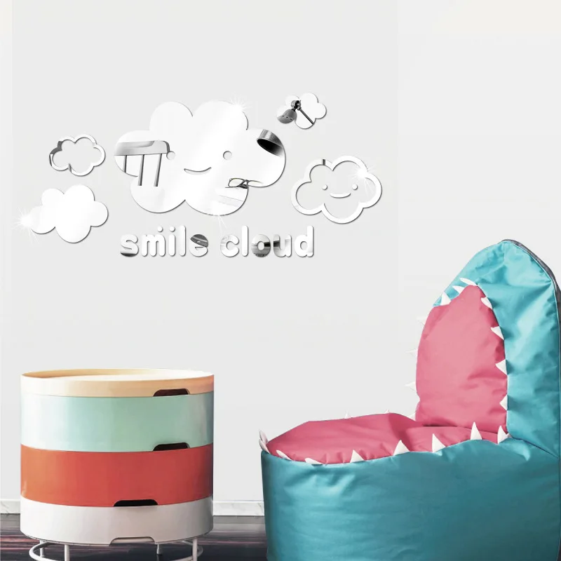 Улыбка облако самодельные наклейки на стену акриловые зеркальные Наклейка окно