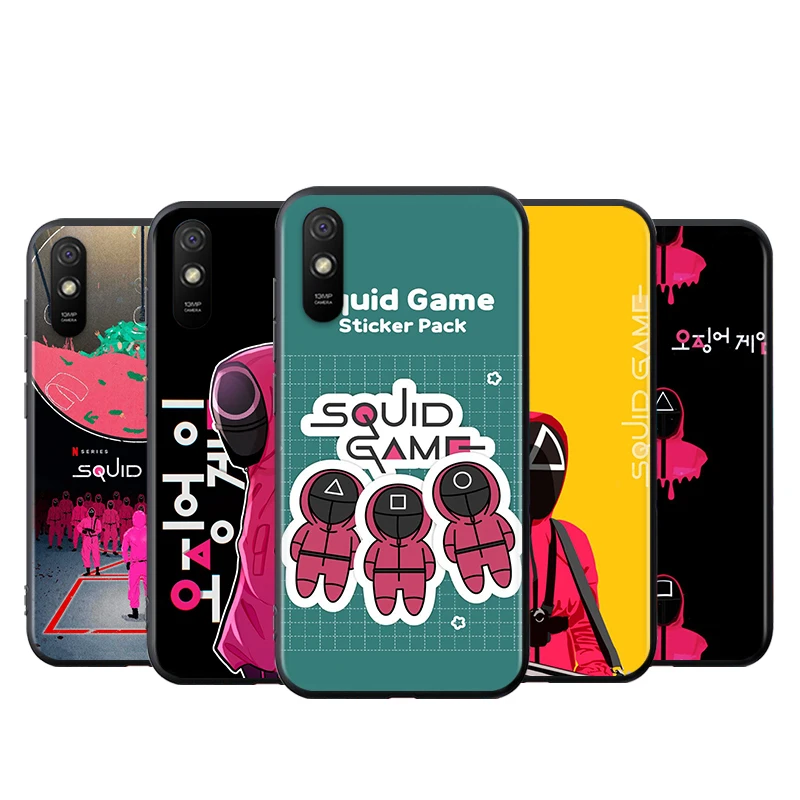 

For Xiaomi Redmi 9i 9T 9A 9C 9 8A 8 GO 7 7A S2 Y2 6 6A 5 5A 4X Prime Pro Plus Hot movie Squid game Black Soft Phone Case