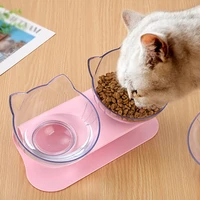 double bowls with raised stand non slip cat bowls pet food and water bowls for cats puppy pink feeders cat bowl pet supplies