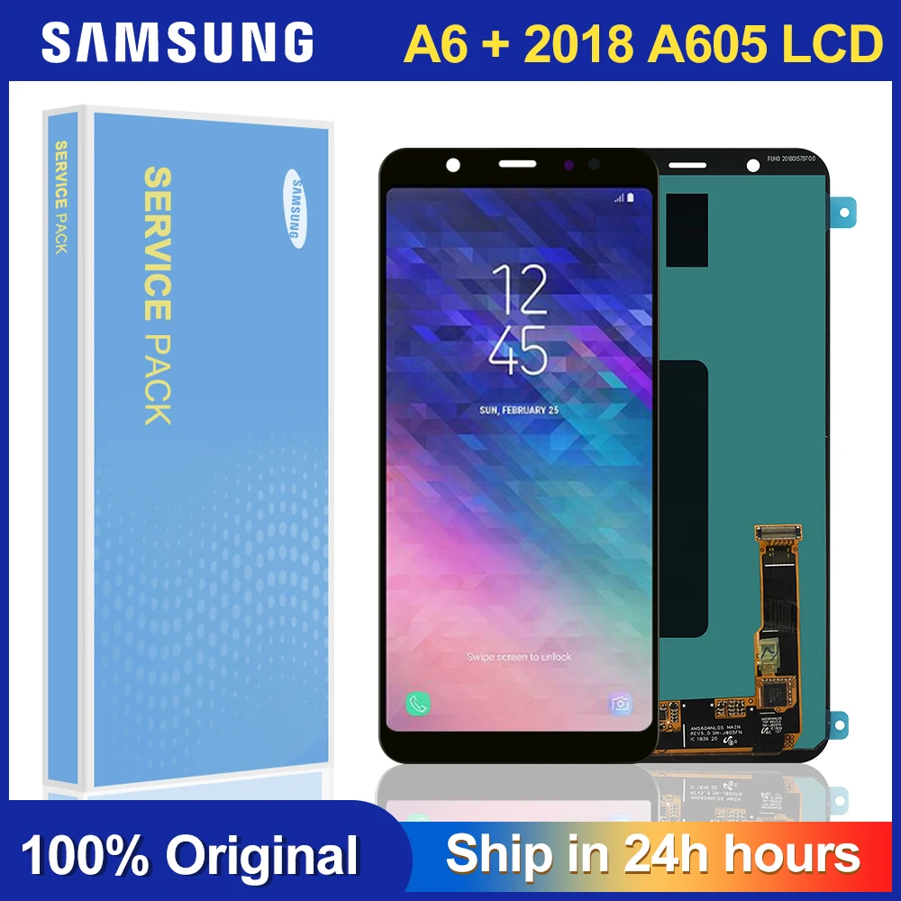 6 0 ''оригинальный A605 ЖК дисплей для SAMSUNG Galaxy Samsung A6 Plus 2018 A605F + A605FD сенсорный экран