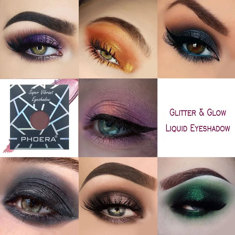 PHOERA 12 цветов матовые мерцающие блестящие светящиеся тени для век мини
