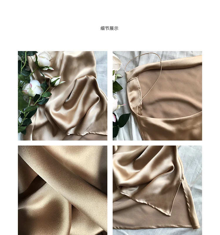 

Sexy Dress Party Halter Vestidos Vestido Champagne Silk Women Sleeveless A-line Spaghetti Strap Summer & Club Above Knee, Mini