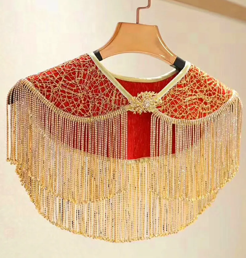 Цепочка Стразы 14 см красивая Длинная кисточка с серебряными кристаллами и