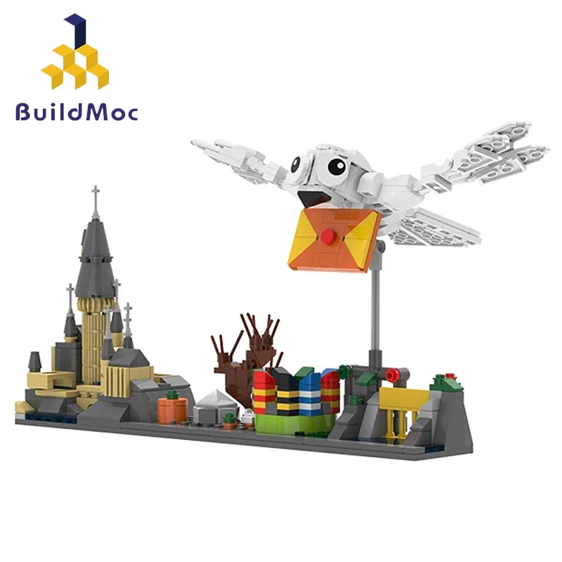 

Строительные блоки Buildmoc City, волшебный фильм, школа, пейзаж, архитектура, замок Хогвартса, полевая Сова-хедпарик, детские игрушки