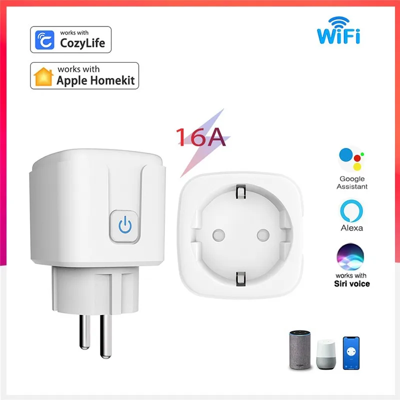 

EU Homekit Smart WiFi Plug Adaptor 16A Remote Voice Control Power Socket Outlet Timing Share Device Work Apple Homekit For IOS