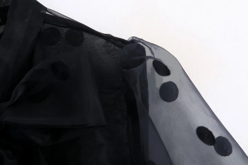 Женская блузка черная рубашка весна 2020 новая мода узор в горошек половина рукава