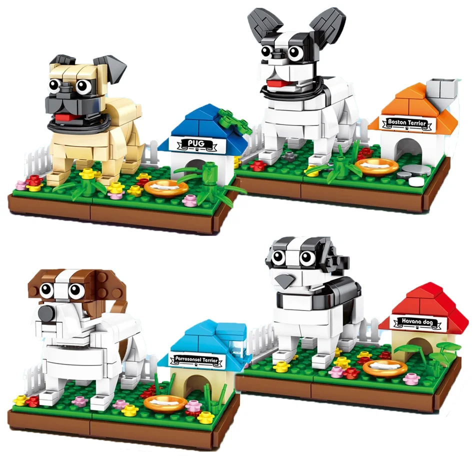 

Модель собаки 4 шт./компл., щенок, строительные блоки, идеи для животных, маленькая Персия, Баго, кирпичи, сделай сам, кирпич, игрушки для детей