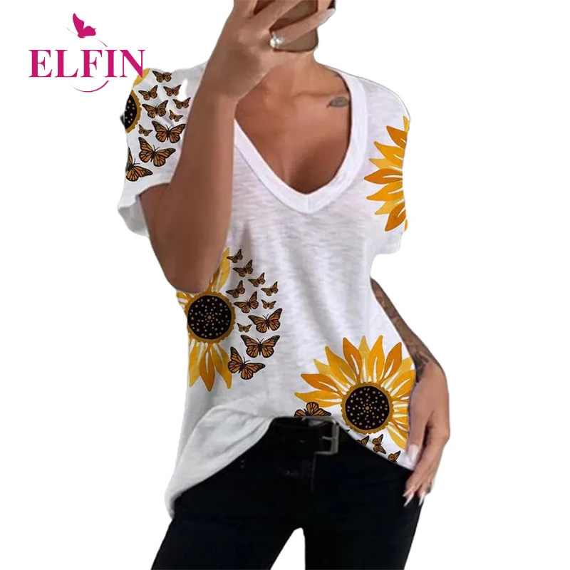 

Подсолнечное Платье с принтом бабочки платье сексуальное с v-образным вырезом облегающее женское летнее повседневное свободное размера пл...