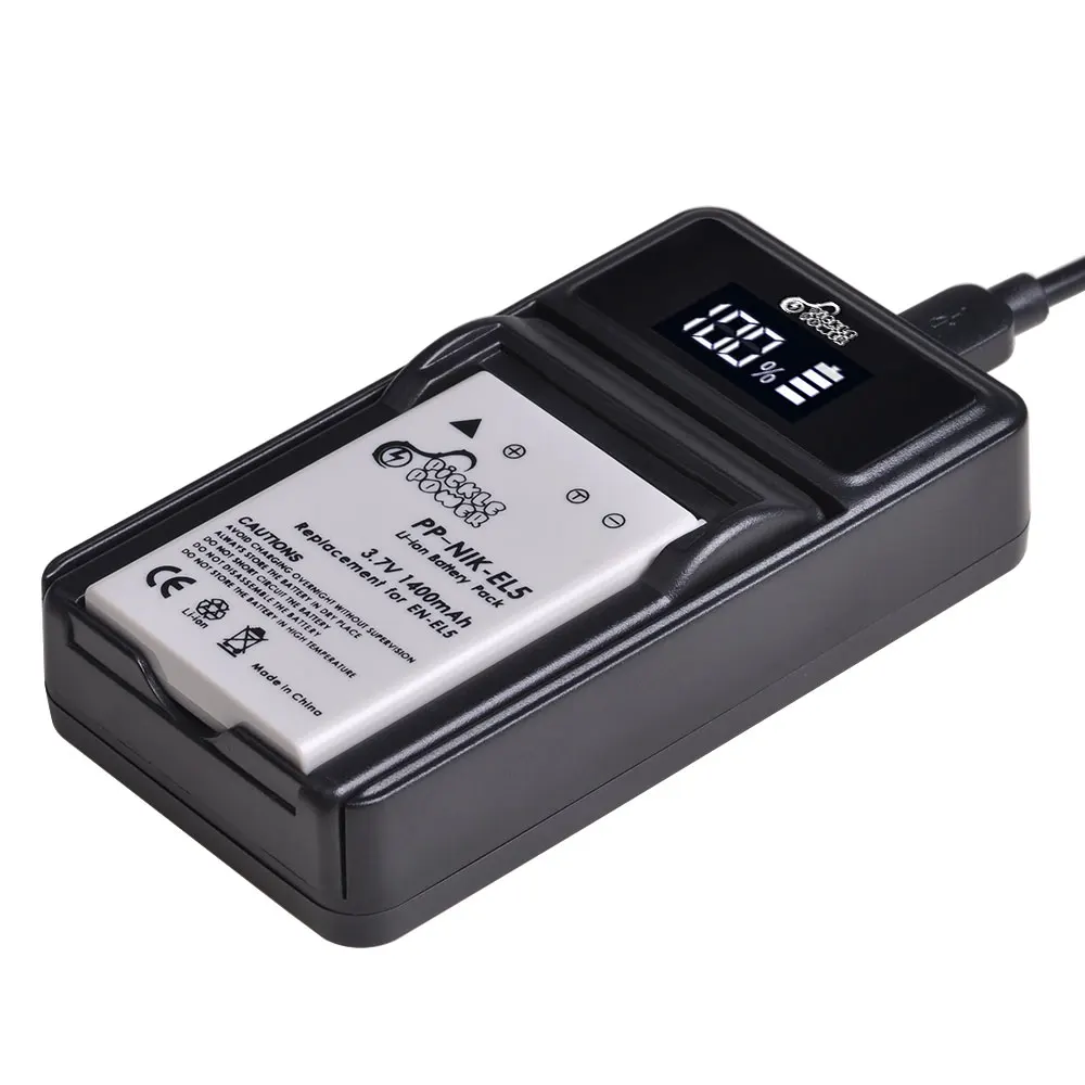 

EN-EL5 EL5 ENEL5 Battery + LED USB Charger for Nikon Coolpix P530 P520 P510 P100 P500 P5000 P5100 P6000 3700 4200 Camera