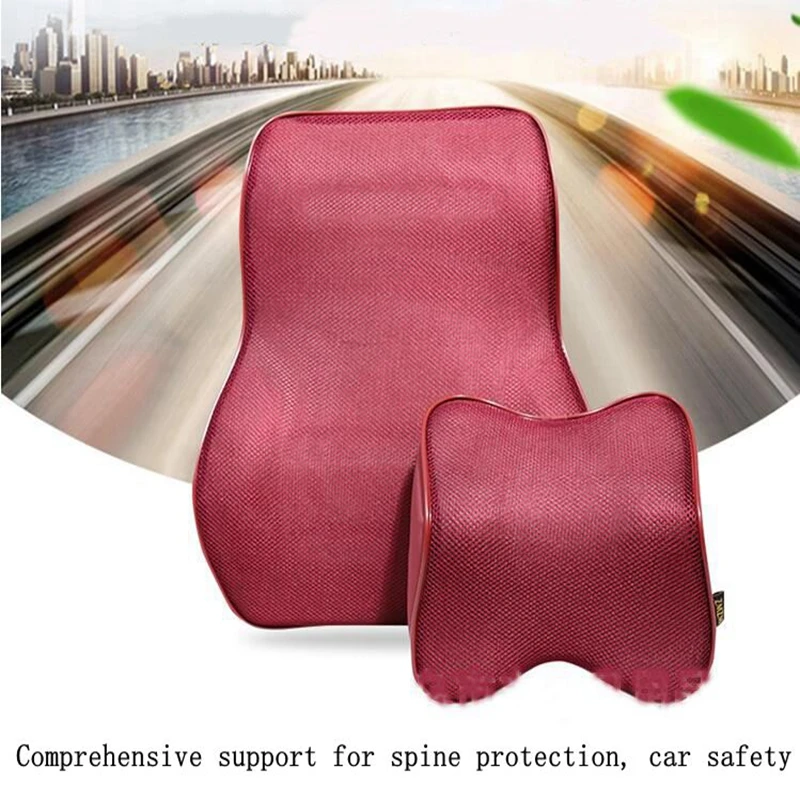

Car lumbar headrest memory foam lumbar headrest car high-end breathable leather lumbar cushion four seasons universal lumbar pil