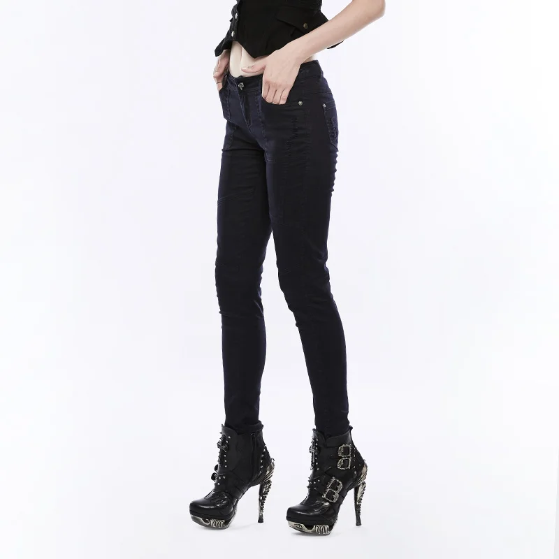 Женские черные брюки с потертостями штаны со шнуровкой в готическом стиле |