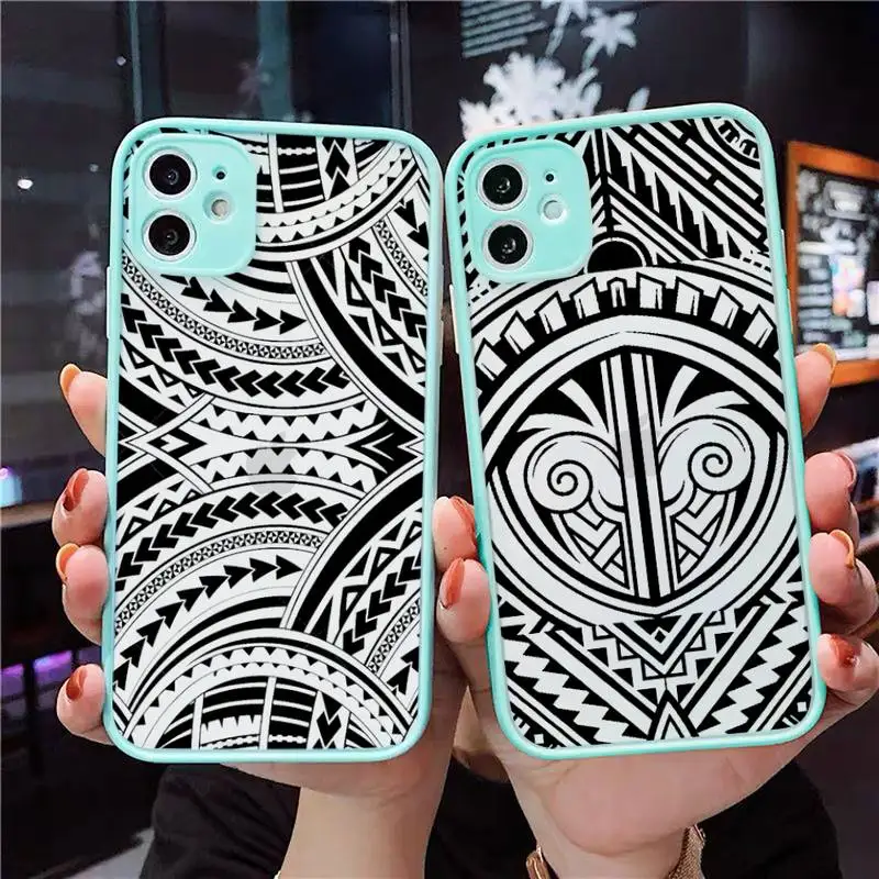 

Samoan tribal tattoo Phone Case Matte Transparent for iPhone 7 8 11 12 s mini pro X XS XR MAX Plus Clear mobile bag coque shell