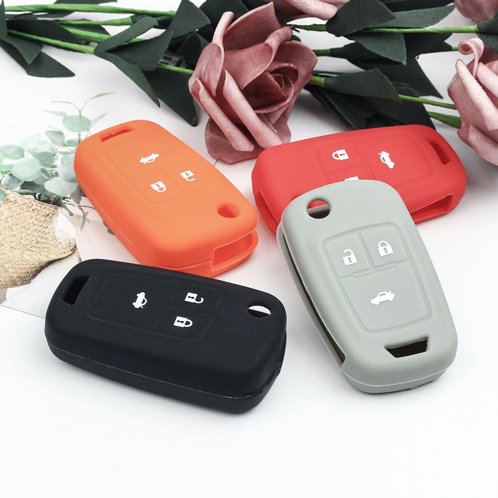 

KEYYOU 20x 3 Buttons Hot Silicone Car Key Cover Case Shell Holder Fob For Chevrolet Cruze AVEO SAIL TRAX MALIBU CAPTIVA Flip Key