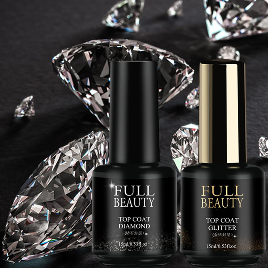 15 мл Алмазный Блеск для ногтей верхнее покрытие быстросохнущая твердость без