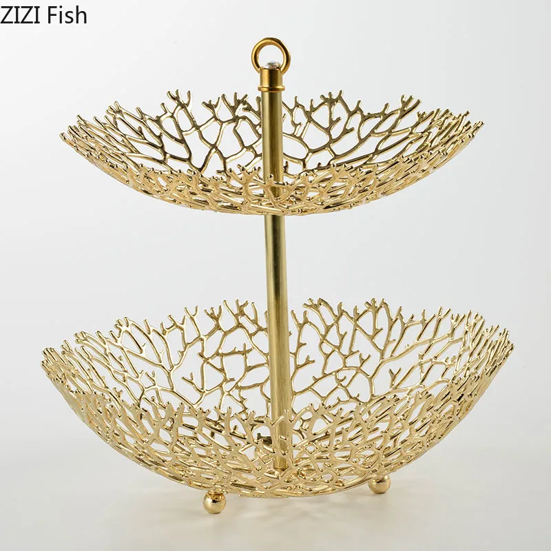 Современный Золотой металлический коралловый декор сплав двухслойная Фруктовая