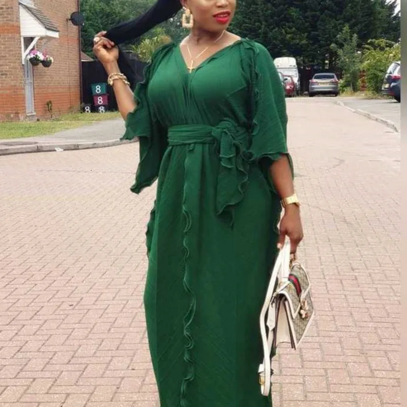 Плиссированное Длинное свободное оранжевое платье женское элегантное Туника