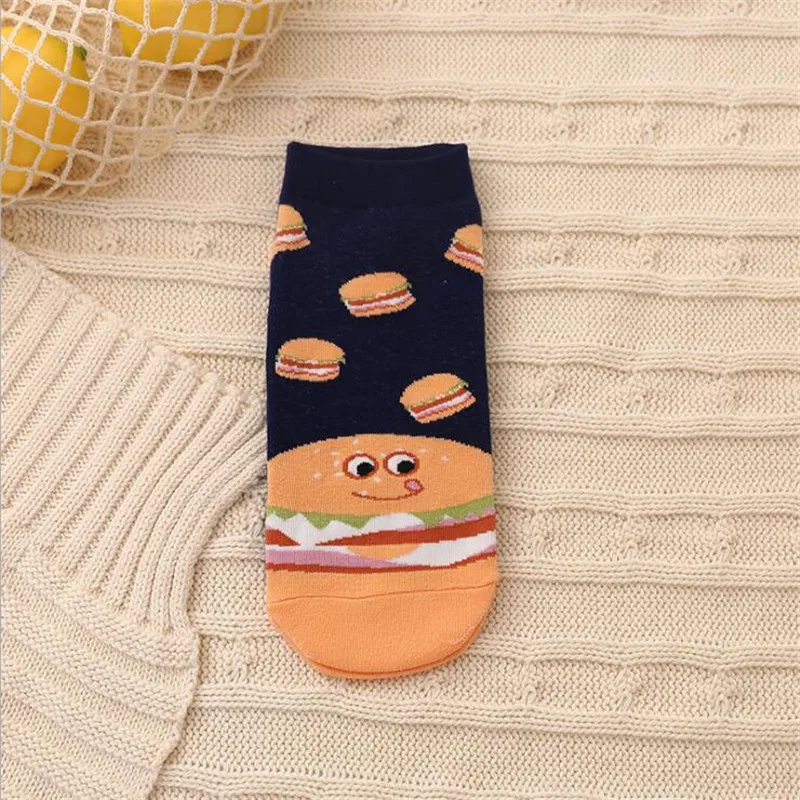 

European and American Ins Spring and Summer Women's Socks 1 Pair Burger Sushi Food Cotton Socks Funny Cute Socks Women Sox