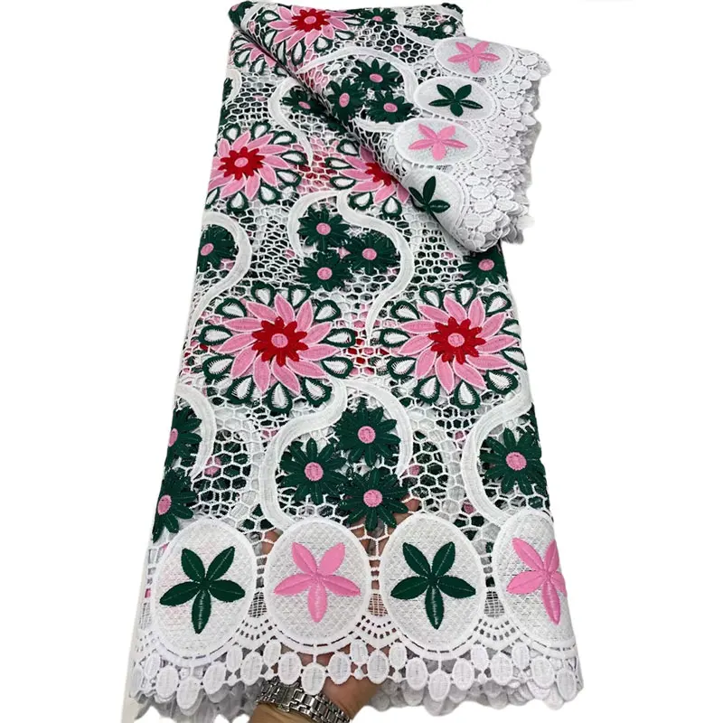 Недорогая гипюровая Высококачественная многоцветная вышивка африканская