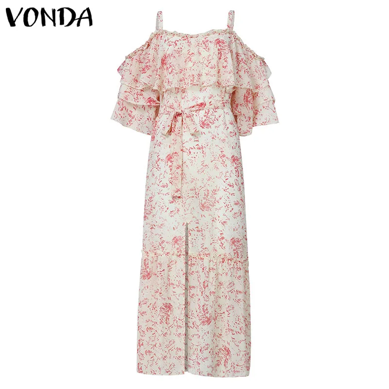 Женское богемное платье макси VONDA длинное без рукавов с открытой спиной и