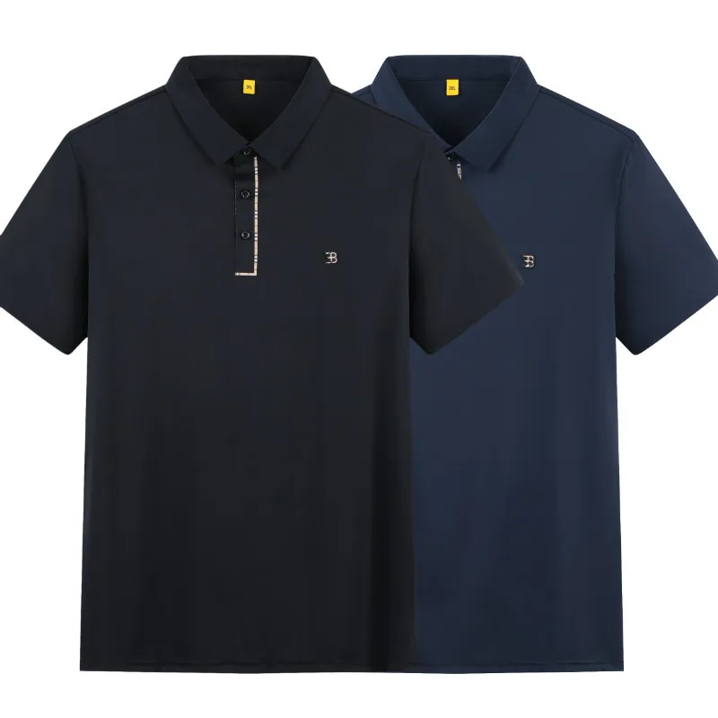 

Spring 2021 new men's fattening oversize business casual Lapel quick drying short sleeve T-shirt
