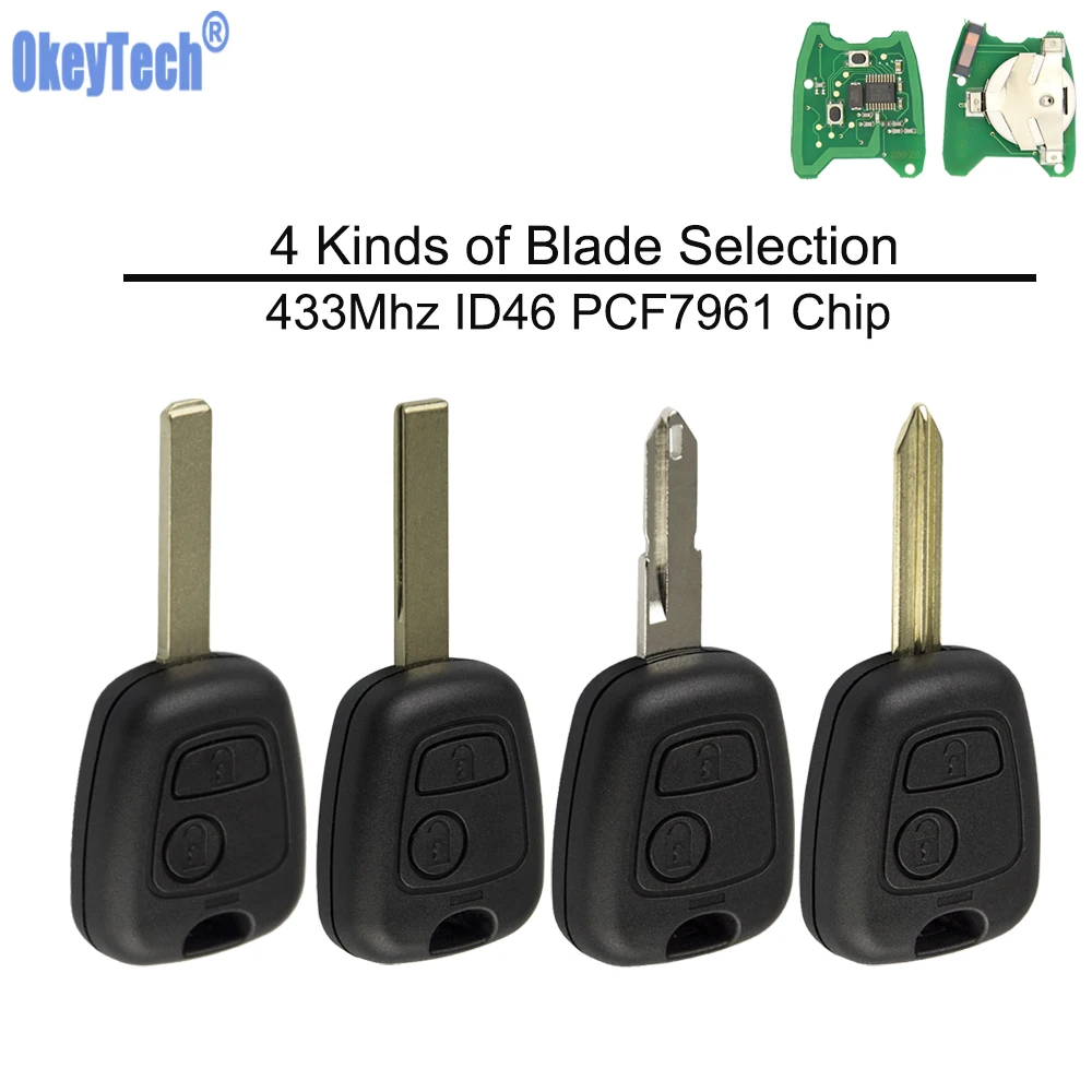 OkeyTech 2 шт. дистанционный ключ для Citroen C3 C4 C5 Berlingo Xsara Picasso X7 Peugeot 206 407 3008 SX9 Blade 433 МГц ID46