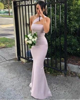 2022 new arrival mermaid bridesmaid dress for weddings satin one shoulder sleeveless floor length plus size formal maid of honor