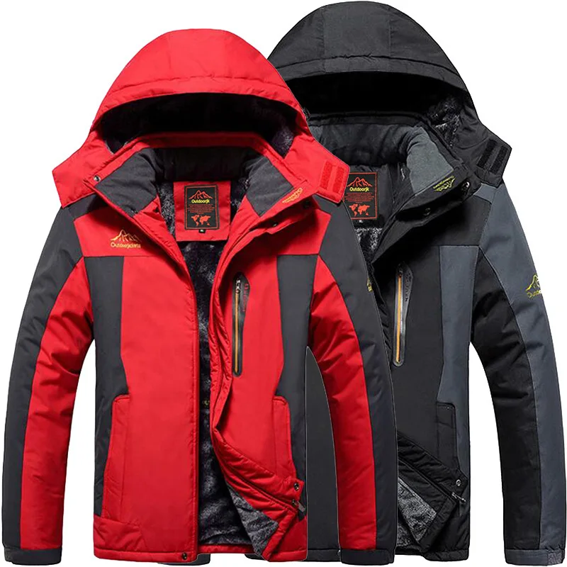 

L-9XL Oversized Couple Mountaineering Clothing Winter Outdoor Windbreaker Men's Plus Velvet Thick Warm Jacket Cotton Padded Coat