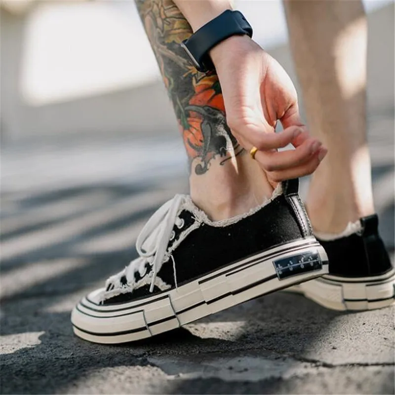 

Ins Fashion Men Women Unedged Canvas Shoes Low Top Casual Sneakers Lace Up Breathable Male Summer Shoes Spring Flats Couple Shoe