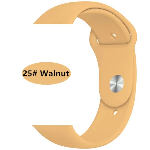 Walnut 25 Новые спортивные силиконовые часы для apple watch band 4 44 мм 40 мм(iwatch 5) apple watch 3 2 1 42 мм 38 мм аксессуары для наручных браслетов - Цвет ремешка: Walnut 25