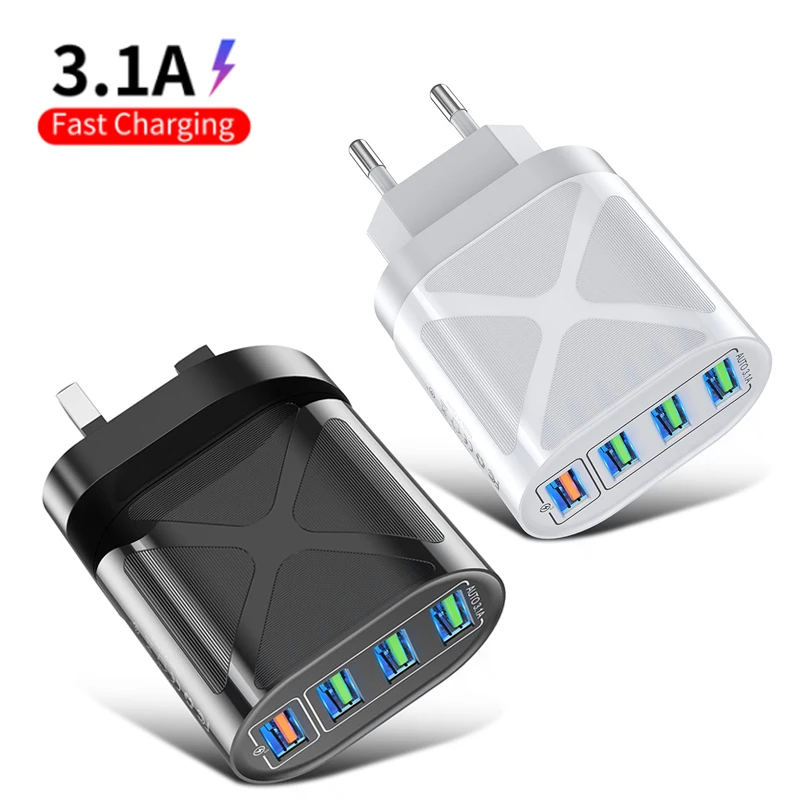 Сетевое зарядное устройство с 4 USB-портами 48 Вт QC 3 0 | Мобильные телефоны и