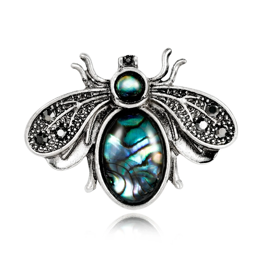 

High Quality Shell Rhinestone 34*25 mm Animal Women Insect Brooch Pin