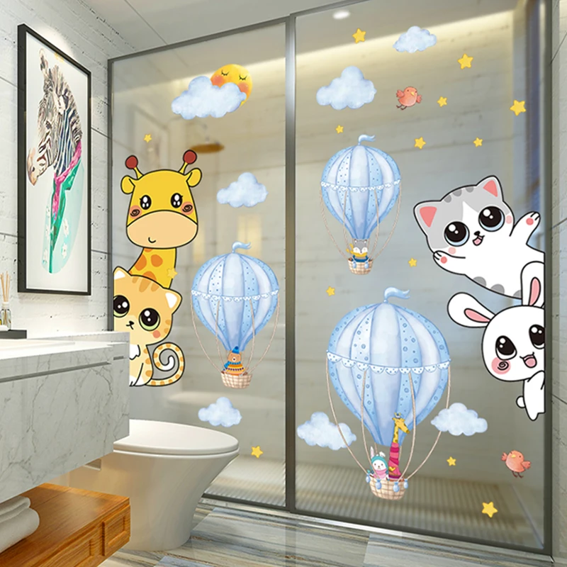 

[SHIJUEHEZI] Cartoon Animals Wall Stickers DIY Hot Air Balloons Wall Decals for Kids Rooms Baby Bedroom Nursery Home Decoration