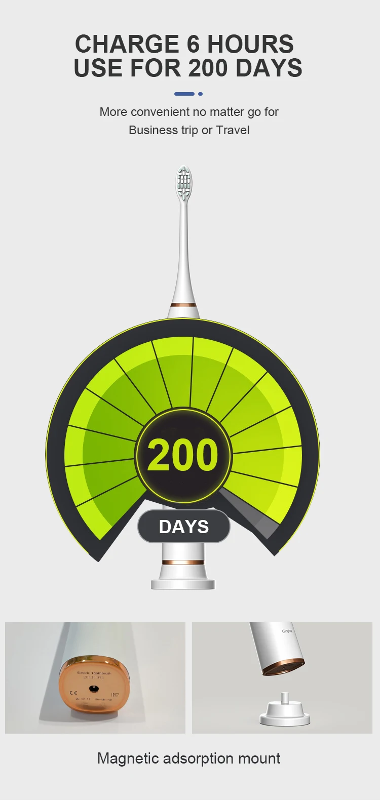 

LEMONWALD Sonic Electric Toothbrush Cordless USB Rechargeable Toothbrush Waterproof Ultrasonic Automatic Tooth Brush