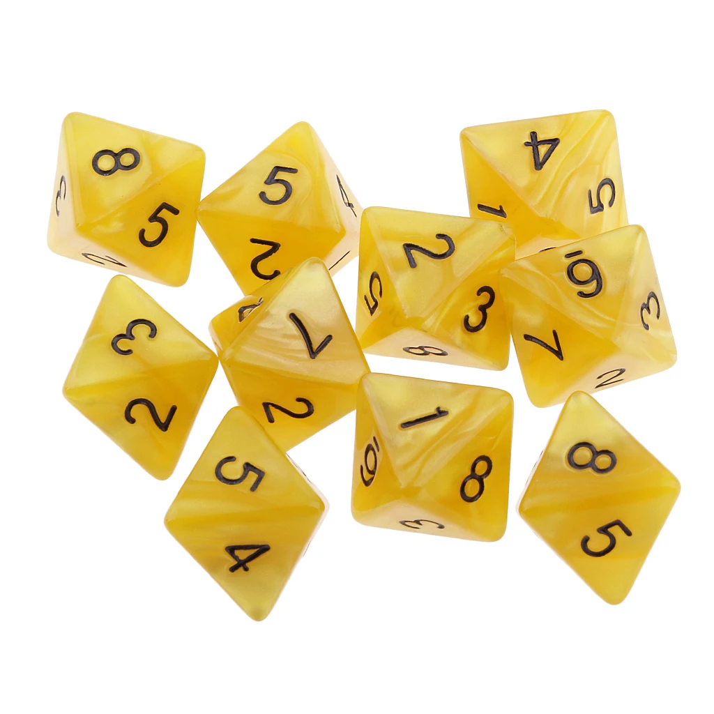 10 шт. 8 двухсторонние кости D8 многогранные для DND вечерние настольные игры набор