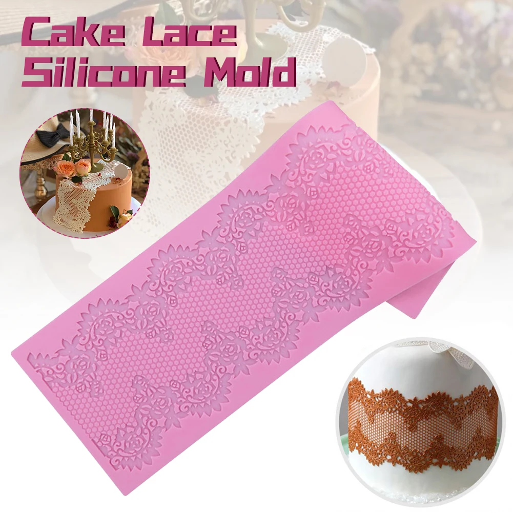 

New Creative Pink DIY Lace Mold Cake Decorating Baking Mould Fondant 3D Sugarcraft Silicone Craft Silicone Mold Baking Tools