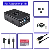 raspberry pi 4 model b abs case with fan heatsink 32gb sd card 5v 3a power for raspberry pi 4b