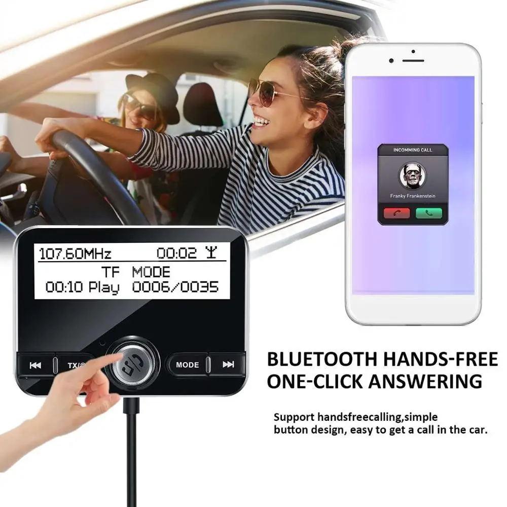 Автомобильный DAB радио приемник тюнер USB адаптер bluetooth передатчик TF/AUX антенна ЖК