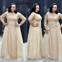 high quality elegant african women clothing plus size 3xl evening tunic party dress formal sequined dress long vestido de festa