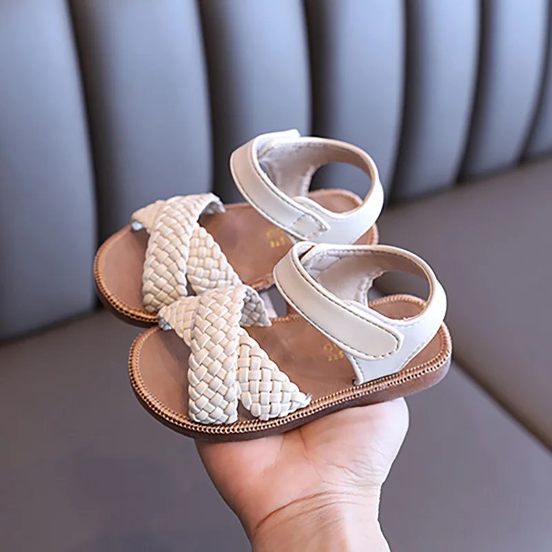 Fashion Children's Braid Flat Princess Dress Shoes Beach Sandals Toddler Baby Girls Party Shoe For 1 2 3 4 to 5 6 7 Years 2021