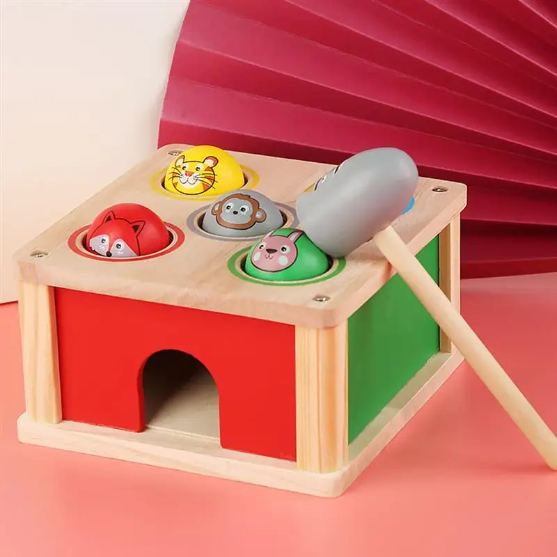

1 Set Hammer Beat Toy Wooden Animal Knock Toy Kids Beating Toys Educational Toy