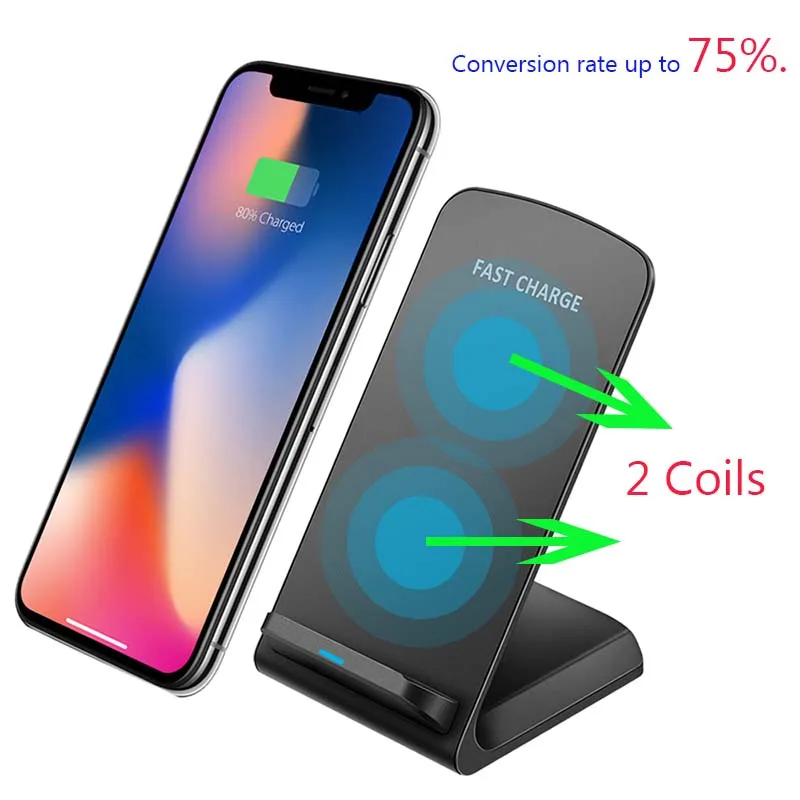 yasoko qi standard wireless charger desk holder stand cell charger dock for iphone xs max xr 8 x phone for samsung s9 s8 s7 free global shipping